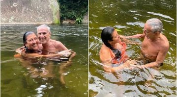 Regina Casé curte banho de rio ao lado de Caetano Veloso - Foto: Reprodução / Instagram@reginacase
