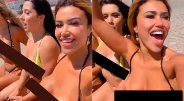 Cris Galêra exibiu os seios durante passeio para promover o movimento Free the Nipple - Foto: Reprodução/ Instagram@cristianegaleraoficial