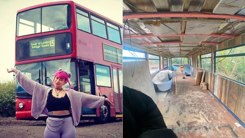 Hayley Rowson transformou ônibus de dois andares em casa - Foto: Reprodução/ Instagram@londonbushome