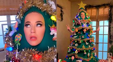Katy Perry se fantasiou de árvore de Natal para participar de programa de TV - Foto: Reprodução/ Instagram@katyperry