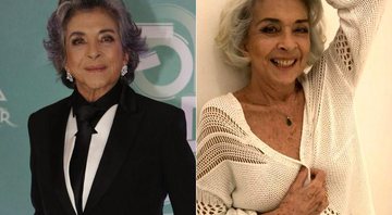 Betty Faria com o visual grisalho, na época da novela A Força do Querer, e atualmente - Foto: TV Globo/ Felipe Monteiro e Reprodução/ Instagram