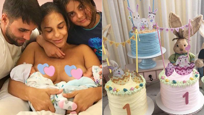 Ivete Sangalo comemorou um mês das gêmeas Helena e Marina neste sábado (10/03) - Foto: Reprodução/ Instagram