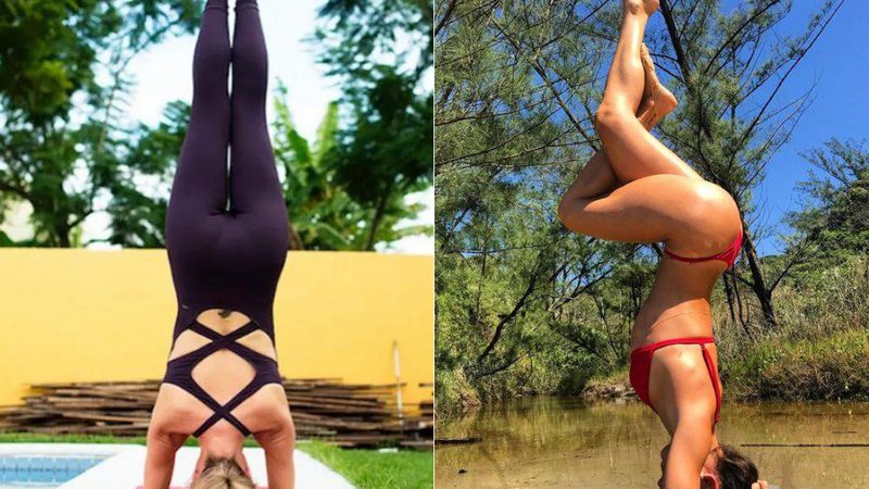 Letícia Spiller (à esquerda) e Isis Valverde adoram compartilhar as poses da ioga em suas páginas nas rede sociais - Foto: Reprodução/ Instagram