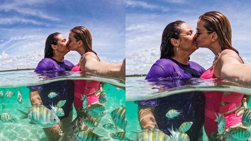 Marcela Mc Gowan e Luiza se beijam durante passeio por Alagoas - Foto: Reprodução / Instagram