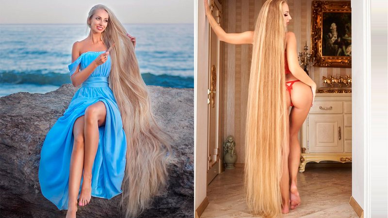 O cabelo de Alena Kravchenko tem 2,01 cm de comprimento - Foto: Reprodução/ Instagram@alenuwka_longhair