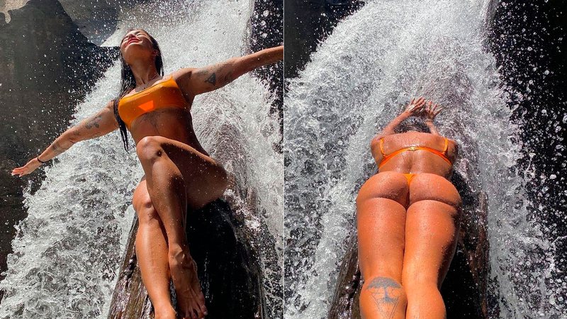 Aline Riscado posou de biquíni em cachoeira e recebeu muitos elogios na web - Foto: Reprodução/ Instagram