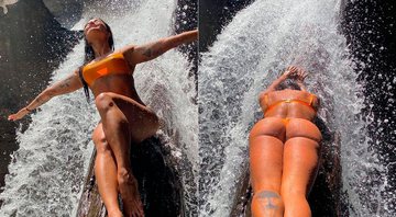 Aline Riscado posou de biquíni em cachoeira e recebeu muitos elogios na web - Foto: Reprodução/ Instagram
