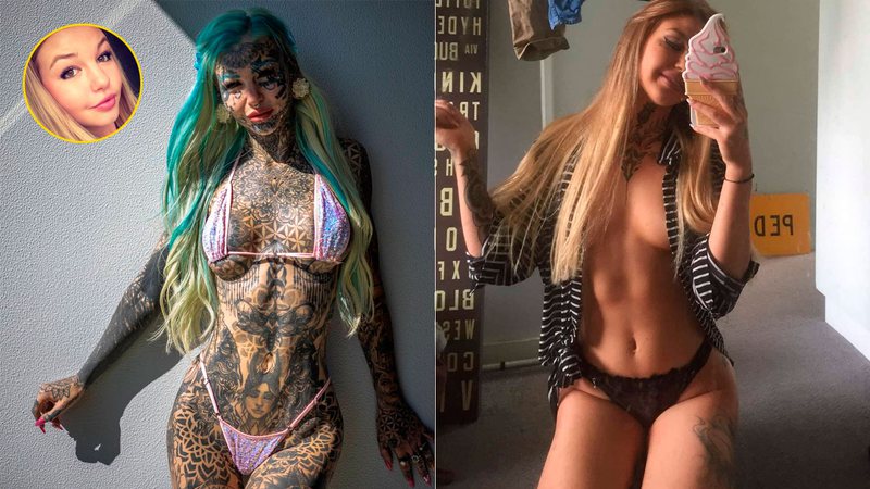 Amber Luke mostrou corpo quando tinha poucas tatuagens - Foto: Reprodução/ Instagram@amber_luke666
