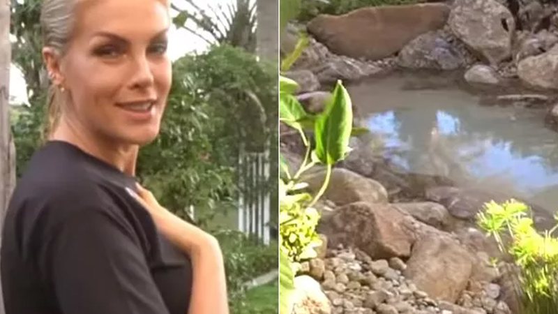 Ana Hickmann e lago no quintal da mansão - Reprodução/YouTube