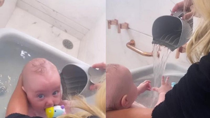 Ana Paula Siebert dá banho em Vicky, sua filha com Roberto Justus - Reprodução/Instagram