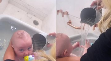 Ana Paula Siebert dá banho em Vicky, sua filha com Roberto Justus - Reprodução/Instagram