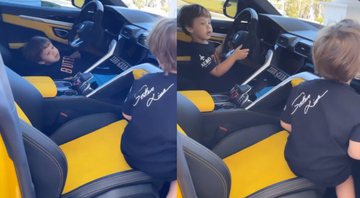 Andressa gravou os filhos, que fingiam estar dirigindo o automóvel - Reprodução/Instagram