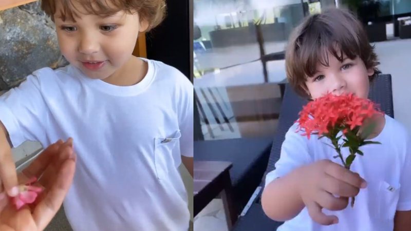 Samuel e Gabriel decidiram dar flores para a mãe, que babou pelos filhos - Reprodução/Instagram