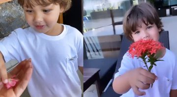 Samuel e Gabriel decidiram dar flores para a mãe, que babou pelos filhos - Reprodução/Instagram