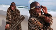 Angélica Ramos posta cliques usando casado de pele em praia - Foto: Reprodução / Instagram @angelicaramosof