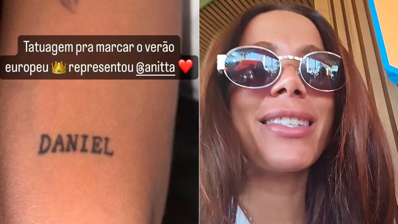 Anitta esclareceu tatuagem com o nome “Daniel” que tem no braço - Foto: Reprodução/ Instagram@anitta e @mcdaniel