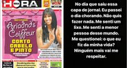 Ariadna mostrou capa de jornal com matéria pejorativa e lamentou o tratamento recebido - Foto: Reprodução / Twitter