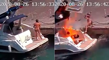 Mulher foi arremessada para a água após barco explodir na Itália - Foto: Reprodução/ YouTube