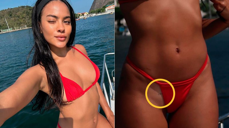 Bella Campos deixou tatuagem íntima à mostra em fotos de biquíni - Foto: Reprodução/ @bellacampox