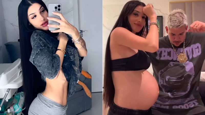 Bia Miranda em foto atual e na reta final da gravidez - Foto: Reprodução/ Instagram@biamiranda