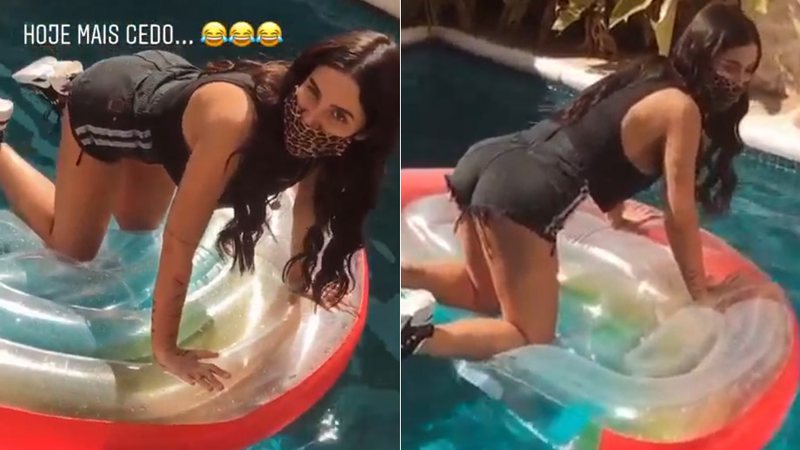 Bianca Andrade subiu de roupa em boia e passou um pequeno perrengue para sair sem se molhar - Foto: Reprodução/ Instagram