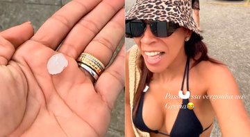 Belle Silva foi surpreendida por chuva de granizo em praia na Grécia - Foto: Reprodução/ Instagram@bellesilva