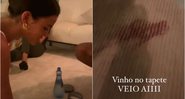 Bruna Marquezine tenta limpar mancha de vinho no tapete da amiga, Rafa Kalimann - Foto: Reprodução / Instagram