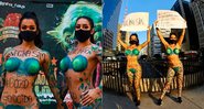Camila Black e Deia Cavalheiro protestaram com os corpos pintados na Av. Paulista - Foto: Reprodução/ Instagram@gemeasjamantas