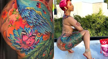 Cardi B mostrou detalhes de sua tatuagem gigante de pavão - Foto: Reprodução/ Instagram