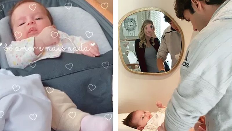 Kaká trocando foto da filha, Esther - Reprodução/Instagram