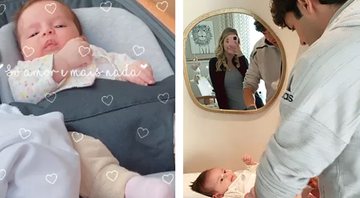 Kaká trocando foto da filha, Esther - Reprodução/Instagram