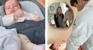 Kaká trocando foto da filha, Esther - Reprodução/Instagram