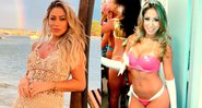 Carol em foto atual e em 2012, nos bastidores do programa Pânico - Foto: Reprodução/ Instagram@carolnarizinho e Twitter