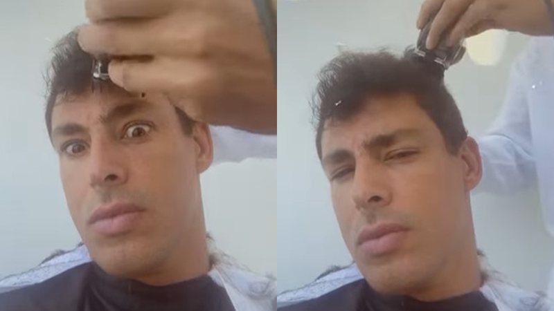 Cauã Reymond raspando seu cabelo - Foto: Reprodução / Instagram @cauareymond
