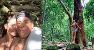 Casal fez um passeio em uma área com diversas árvores e uma cachoeira - Reprodução/Instagram