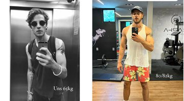 Imagem Chay Suede mostra antes e depois de seu corpo antes de fazer academia