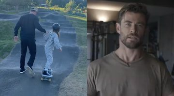 Ator Chris Hemsworth ajuda sua filha a andar de skate - Foto: Reprodução / Instagram @chrishemsworth