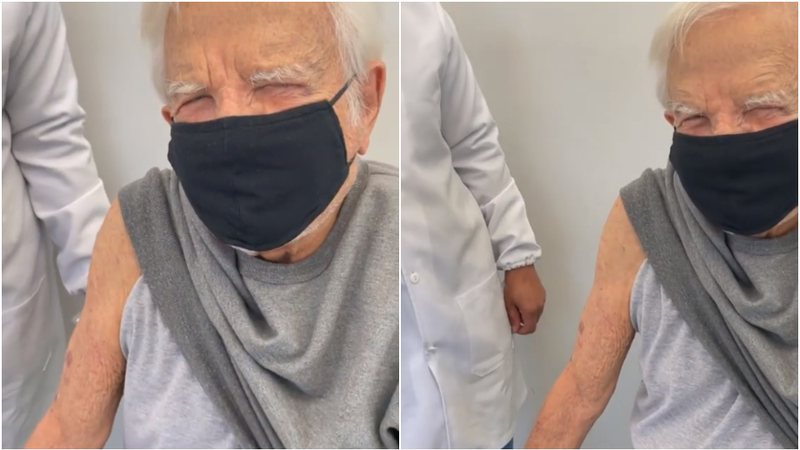 Cid Moreira recebe vacina contra a gripe - Foto: Reprodução / Instagram