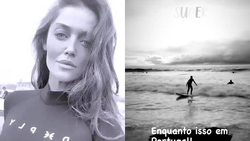 Cíntia Dicker pega onda em Portugal e recebe elogios do marido, Pedro Scooby - Foto: Reprodução / Instagram