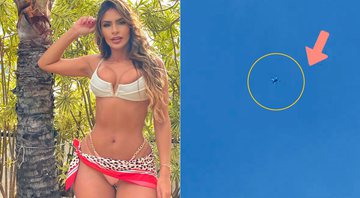 Clara Brasil flagrou drone sobrevoando sua piscina durante banho de sol - Foto: Reprodução/ Instagram@clarabrasiloficial