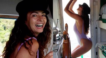 Claudia Ohana exibiu a boa forma durante passeio de barco - Foto: Reprodução/ Instagram@ohanareal e @ricotouro