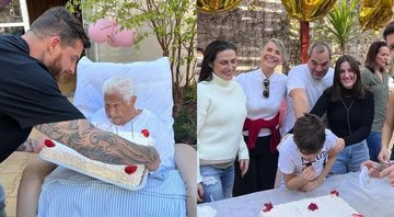Cleo Pires, Leandro D'Lucca e a família durante a celebração dos 100 anos de Dona Nina - Foto: Reprodução / Instagram