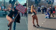 Cris Galêra deu de cara com protesto ao tentar fazer fotos para o OnlyFans - Foto: Marcelo Quiñónez/ CO Assessoria