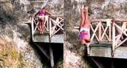 Daiane dos Santos arriscou salto duplo carpado em Punta Cana - Foto: Reprodução/ Instagram@daiane_gs_