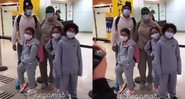 Dani Souza, Dentinho e filhos posam para fotos no aeroporto - Foto: Reprodução / Instagram@dani_souza_