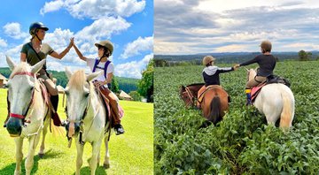 Atriz revelou que o filho andou a cavalo pela primeira vez e que se apaixonou pelo animal - Reprodução/Instagram