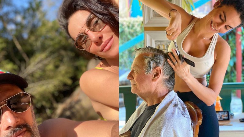 Mel Fronckowiak cortou os cabelos do sogro, Francesco Santoro - Reprodução/Instagram