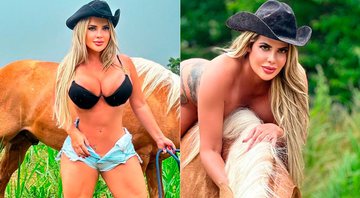 Denise Rocha recebeu críticas por posar nua em cavalo - Foto: Reprodução/ Instagram@deniserocha.oficial