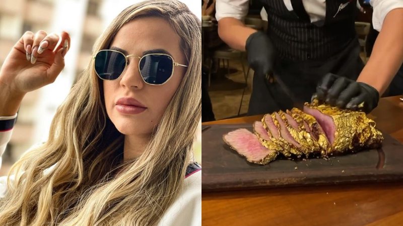 Deolane Bezerra apareceu em um restaurante que serve carne banhada a ouro - Foto: Reprodução / Instagram @dra.deolanebezerra