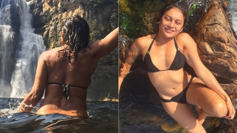 Dira Paes recebeu elogios ao posar de biquíni em cachoeira - Foto: Reprodução/ Instagram@dirapaes